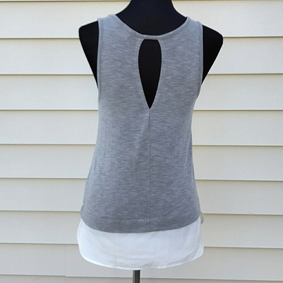 J. Crew Gray & White Scoop Neck Tank Top Sz XS - Picture 3 of 8